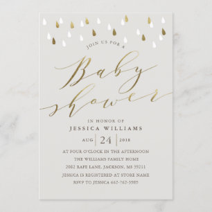 Invitation Gris d'invitation de baby shower de gouttes de