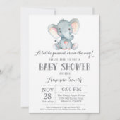 Invitation Gris d'invitation de baby shower d'éléphant (Devant)