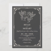 Invitation Gris élégants anges vintage mariage (Devant)