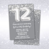 Invitation Gris et argent 12e anniversaire