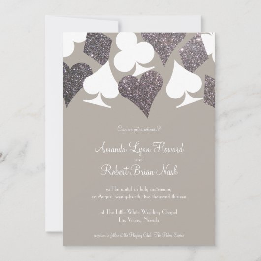 Invitation Gris et argent Mariage Las Vegas (Devant)