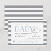 Invitation Gris et blanc Gris Bleu clair Baby shower Garçons (Devant / Derrière)