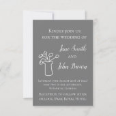 Invitation Gris et blanc moderne simple mariage de fleur boho (Devant)