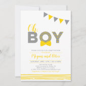 Invitation Gris et jaune | Typographie moderne Baby shower ga (Devant)