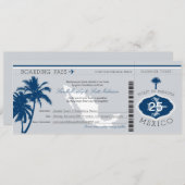 Invitation Gris et marine Blue Mexico Boarding Pass Mariage (Devant / Derrière)