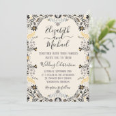 Invitation Gris et or Rustique mexicain Floral Mariage (Debout devant)