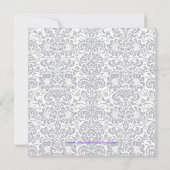 Invitation Gris et pourpre Damask bébé fille douche (Dos)