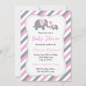 Invitation Gris et rose Bébé Eléphant | BABY SHOWER (Devant)