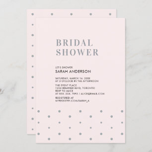 Invitation Gris et rose pâle Fête des mariées moderne chic