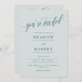 Invitation Gris et typographie Turquoise Informel 2 en 1 Mari (Devant / Derrière)