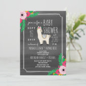 Invitation gris-foncé de baby shower d'aquarelle (Debout devant)