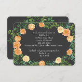 Invitation Gris foncé Pêche Mariage Floral moderne (Devant / Derrière)
