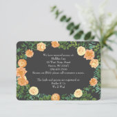 Invitation Gris foncé Pêche Mariage Floral moderne (Debout devant)