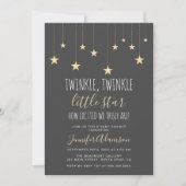 Invitation Gris foncé Twinkle petit Baby shower étoilé (Devant)