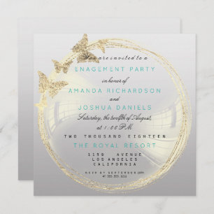 Invitation Gris Foxier Golden Bubble Mariage Fiançailles Ombr