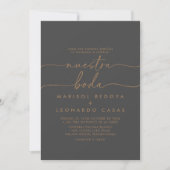 Invitation Gris Gold Classic Nuestra Boda Mariage (Devant)