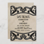 Invitation Gris gothique tourbillons Enregistrer la date Invi (Devant / Derrière)