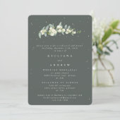 Invitation Gris Green Snowberry+Eucalyptus Mariage répétition (Debout devant)