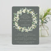 Invitation Gris Green Snowberry+Eucalyptus Mariage répétition (Debout devant)