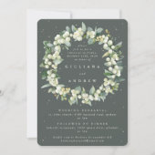 Invitation Gris Green Snowberry+Eucalyptus Mariage répétition (Devant)