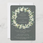 Invitation Gris Green Snowberry+Eucalyptus Mariage répétition (Devant)