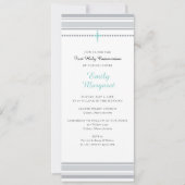 Invitation Gris Gris Croix Turquoise Première communion saint (Devant)