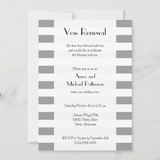 Invitation Gris, Gris, Lignes, Motif trié, Renouvellement Vow (Devant)