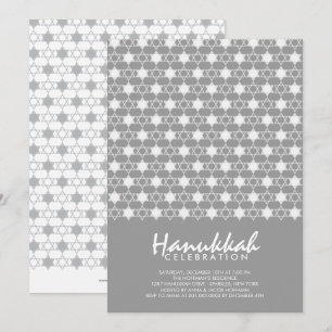 Invitation Gris Hanoukka Étoiles De David Motif Fête Fête