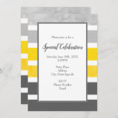 Invitation Gris Jaune Blancs (Devant / Derrière)