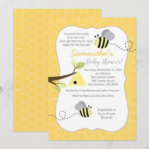 Invitation gris jaune neutre Bumble Bee