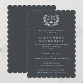 Invitation Gris JD Barres Laurel Wreath Graduation Invita (Devant / Derrière)