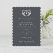 Invitation Gris JD Barres Laurel Wreath Graduation Invita (Debout devant)