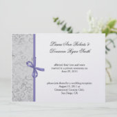 Invitation Gris Lavande Blanc Damask Mariage Après-Mariage (Debout devant)