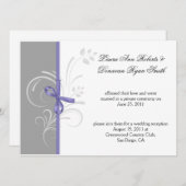 Invitation Gris lavande blanc Floral Tourbillons Post Mariage (Devant / Derrière)