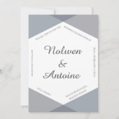 Invitation Gris lilas bleu hexagone élégant mariage moderne (Devant)