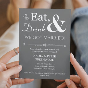 Invitation Gris Manger Boire Nous sommes mariés Fuite de mari