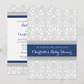 Invitation Gris Marine Bleu Personnalisé Baby Douche Invitati (Devant / Derrière)