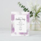 Invitation Gris mauve doux et blanc Abstrait brosse (Debout devant)