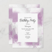 Invitation Gris mauve doux et blanc Abstrait brosse (Devant / Derrière)