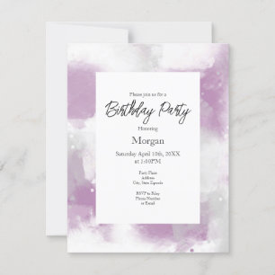 Invitation Gris mauve doux et blanc Abstrait brosse