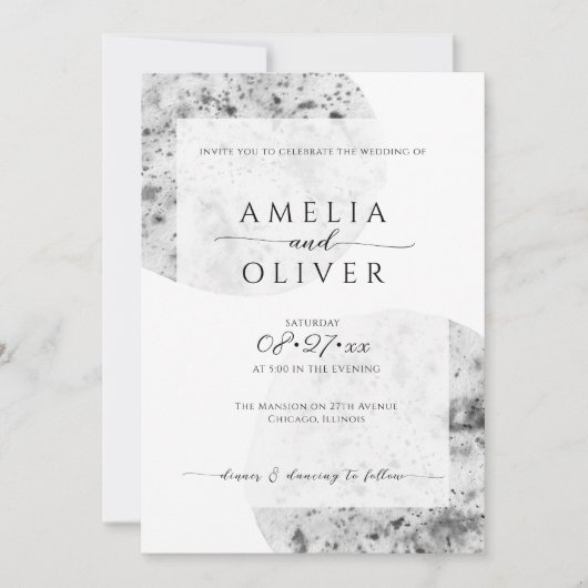 Invitation gris minimaliste | MARIAGE (Devant)