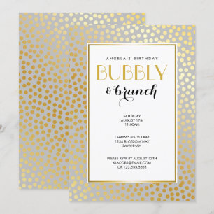 Invitation Gris moderne et or de motif de pois de confettis