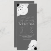 Invitation Gris moderne + Mariage d'anémone blanc (Devant / Derrière)