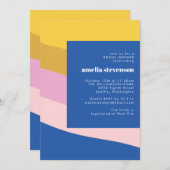 Invitation Gris modernes Fête des mariées bleu jaune (Devant / Derrière)