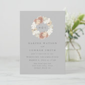 Invitation Gris Monogramme Ultime Wreath Pampas Grass (Debout devant)