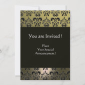 Invitation GRIS NOIR DAMAS MONOGRAMME, blanc brillant (Dos)