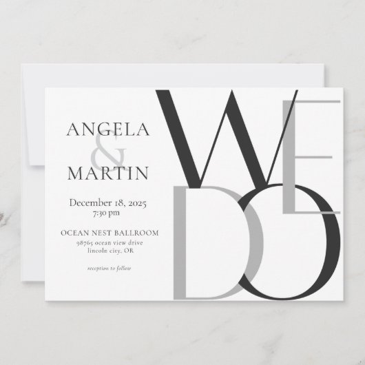 Invitation Gris noir gras minimaliste (Devant)