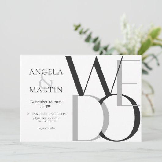 Invitation Gris noir gras minimaliste (Debout devant)