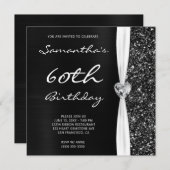 Invitation Gris noir Ombre Foil Faux Parties scintillant Glam (Devant / Derrière)