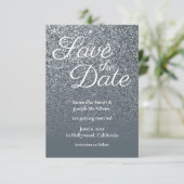 Invitation Gris Ombre Parties scintillant photo Enregistrer l (Debout devant)